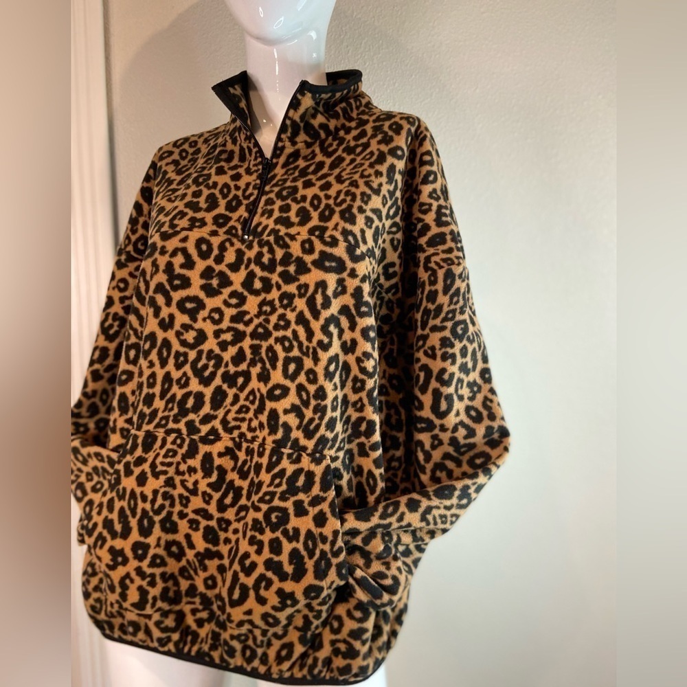 No Boundaries~Animal Print 1/2 Zip Pullover~Kangaroo Front Pocket~Size XXL/2XG - Picture 3 of 10